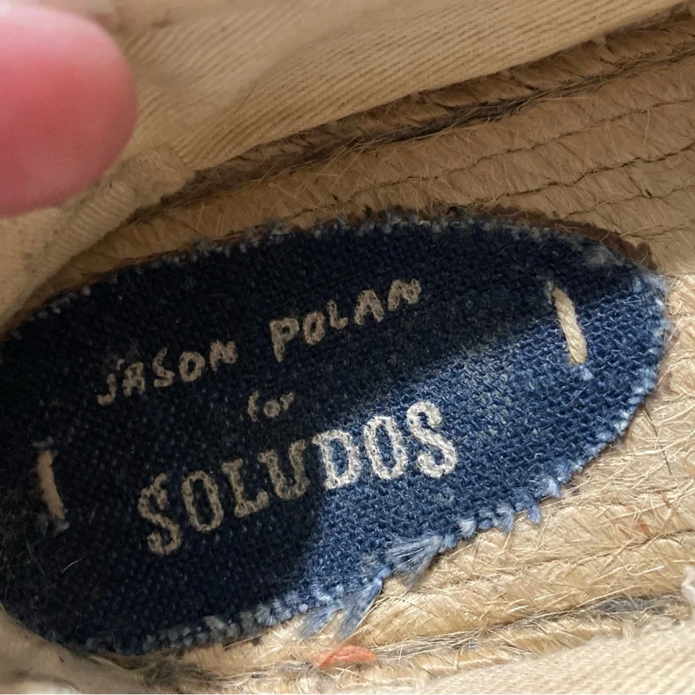 Soludos Beige Espadrille Slippers with Black Eye Embroidery